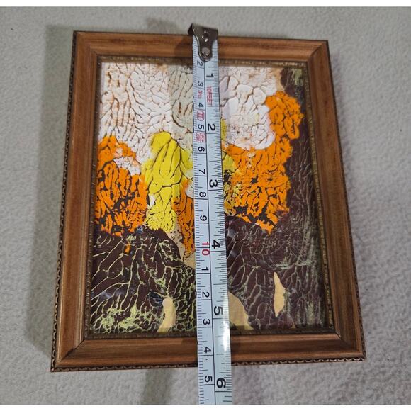 Set 2 Vtg Framed Mini Acrylic Paintings Anna Mike Wall Gallery Orange - Picture 14 of 15
